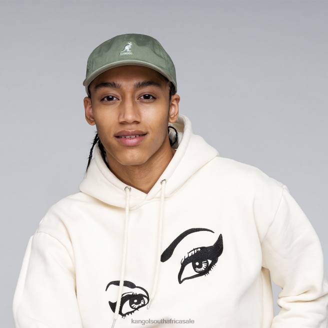 Kangol Unisex FB6D345 Washed Baseball Accessories Oil Green