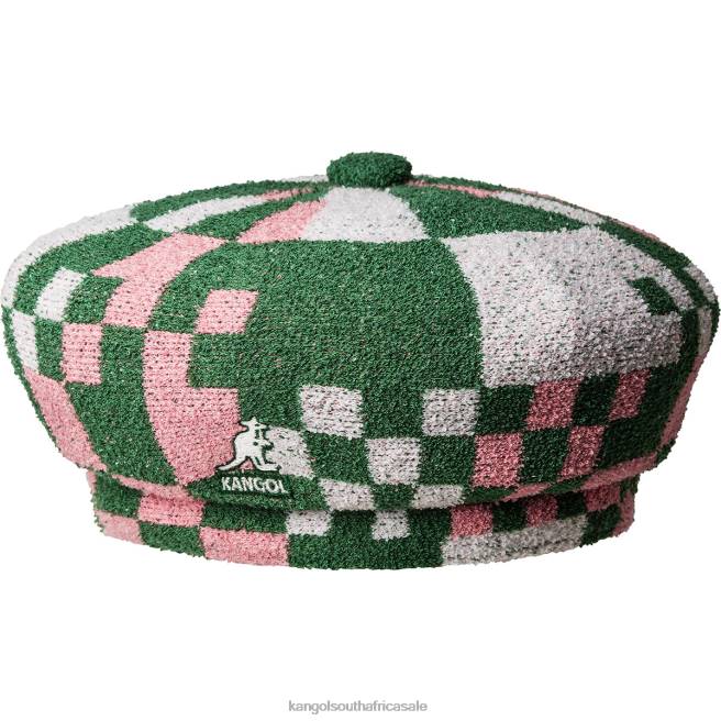 Kangol Unisex FB6D394 Pop Gingham Jax Beret Accessories Turf Green/Pepto