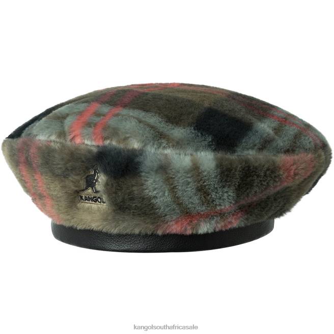 Kangol Unisex FB6D405 Faux Fur Beret Accessories Taupe Plaid