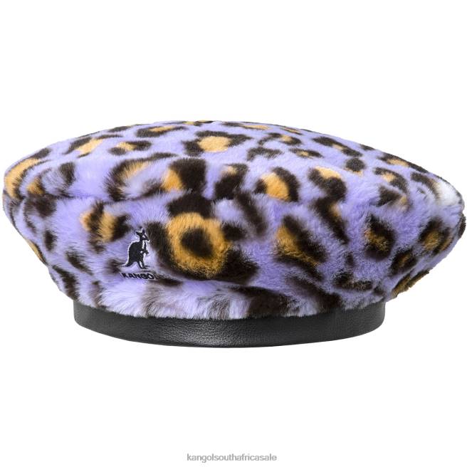 Kangol Unisex FB6D406 Faux Fur Beret Accessories Lavender Leopard