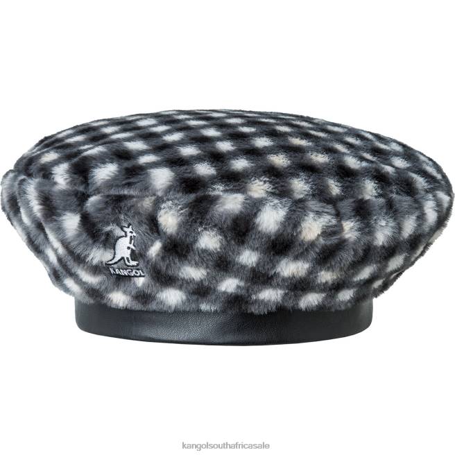 Kangol Unisex FB6D407 Faux Fur Beret Accessories Black Gingham