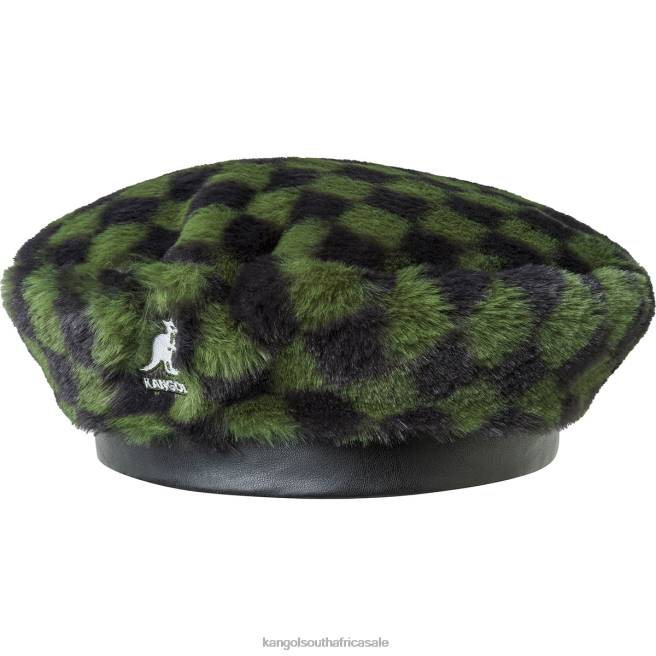 Kangol Unisex FB6D409 Faux Fur Beret Accessories Olive Check