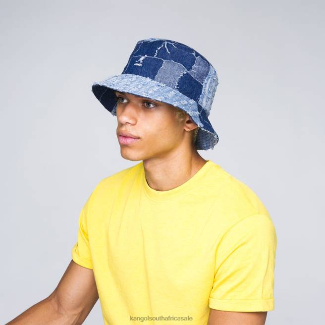 Kangol Unisex FB6D503 Denim Mash-Up Bucket Accessories Med Blue