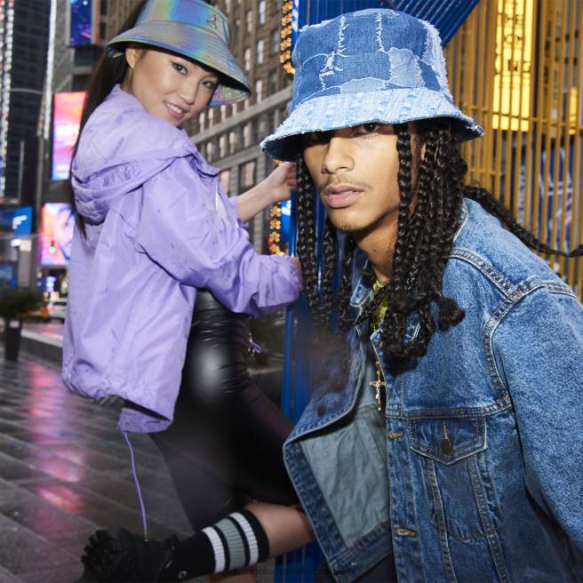 Kangol Unisex FB6D503 Denim Mash-Up Bucket Accessories Med Blue