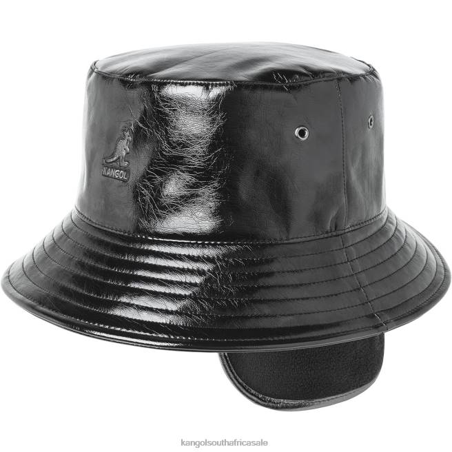 Kangol Unisex FB6D689 Future Bucket W/ Earflaps Accessories Black Crinkle