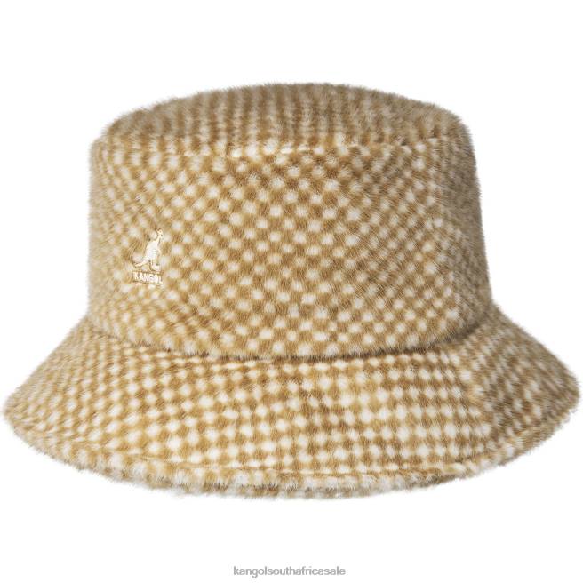 Kangol Unisex FB6D707 Faux Fur Bucket Accessories Tan Check