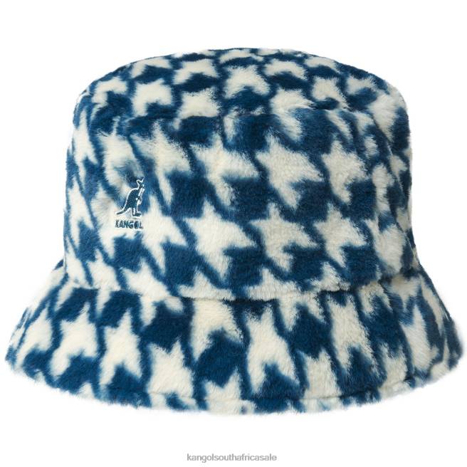 Kangol Unisex FB6D709 Faux Fur Bucket Accessories Blue Houndstooth