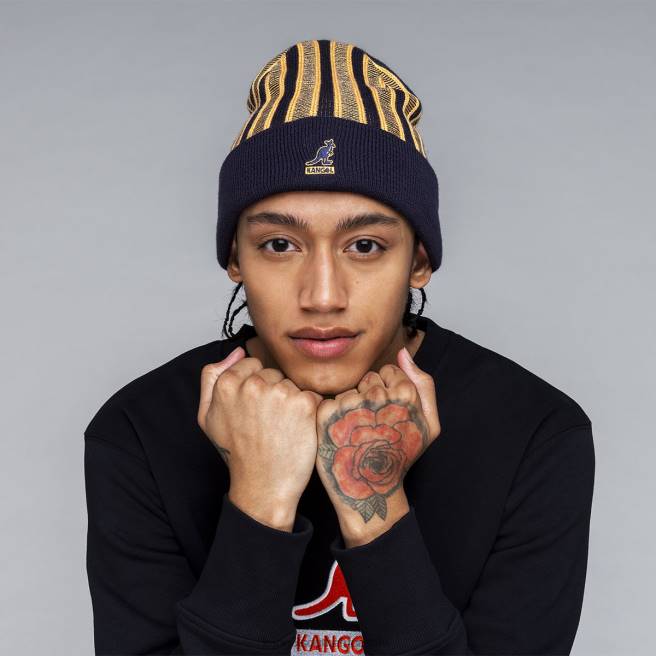 Kangol Unisex FB6D809 Rib Stripe Rev Beanie Accessories Black