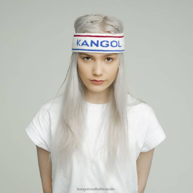 Kangol Unisex FB6D908 Bermuda Stripe Headband Accessories White/Ciano