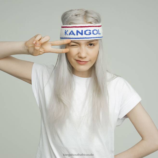 Kangol Unisex FB6D908 Bermuda Stripe Headband Accessories White/Ciano