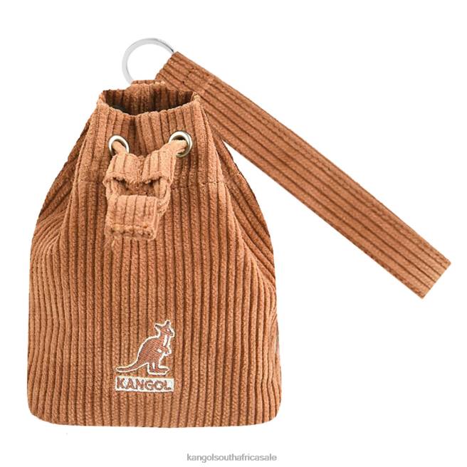 Kangol Unisex FB6D1246 Corduroy Mini Bucket bag Keychain Accessories Brown