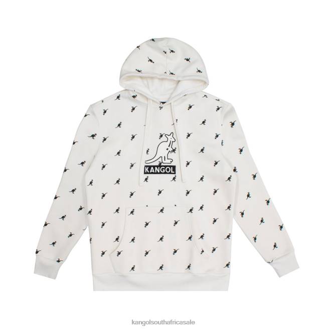 Kangol Unisex FB6D1100 AOP Hoodie Clothing Off White Combo