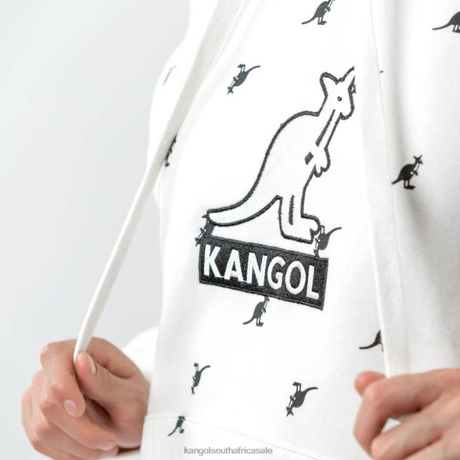 Kangol Unisex FB6D1100 AOP Hoodie Clothing Off White Combo