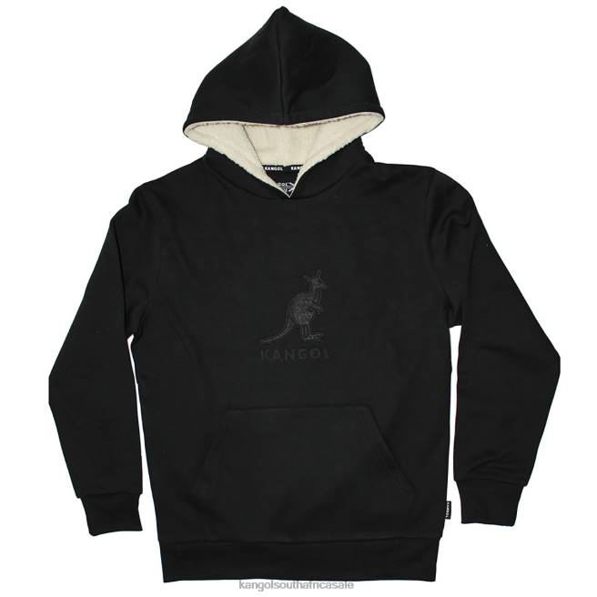 Kangol Unisex FB6D1126 Tonal Embroidered Sherpa Hoodie Clothing Black