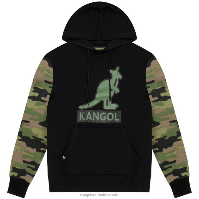 Kangol Unisex FB6D1133 Contrast Camo Hoodie Clothing Black/Army