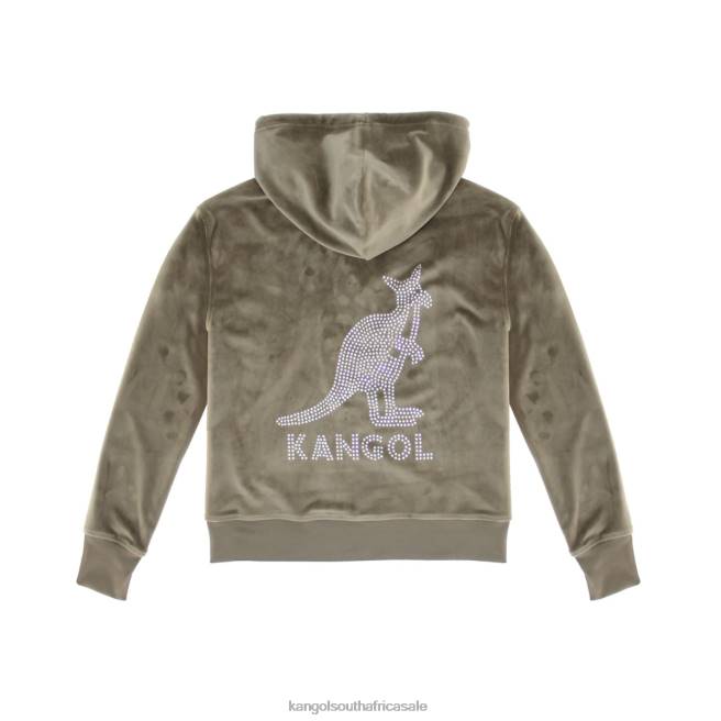 Kangol Women FB6D1139 Velour Crystal Zip Hoodie Clothing Morel