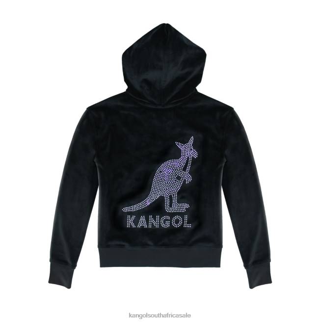 Kangol Women FB6D1141 Velour Crystal Zip Hoodie Clothing Black Beauty