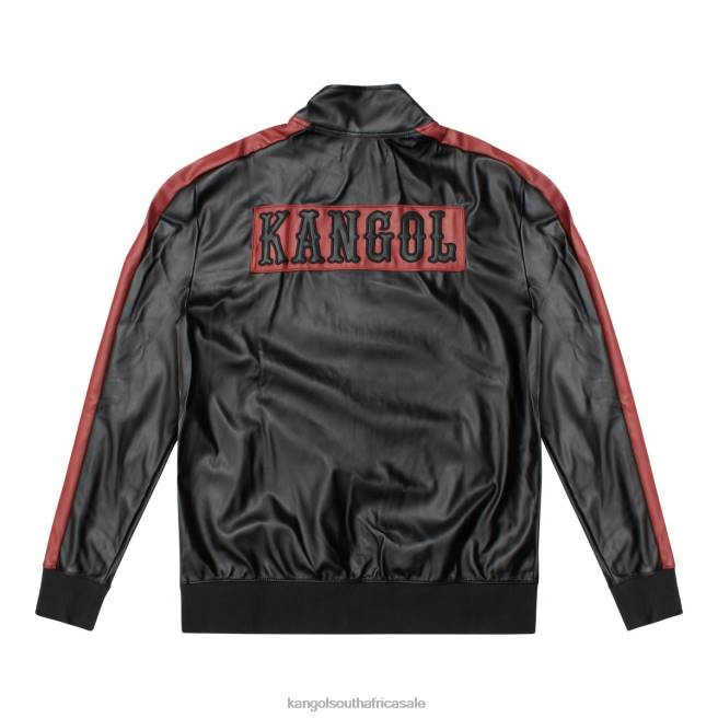 Kangol Men FB6D1160 Vegan Leather Track Jacket Clothing Black Beauty