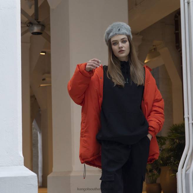 Kangol Unisex FB6D1229 Oversized Jacket Clothing Tangerine Tango