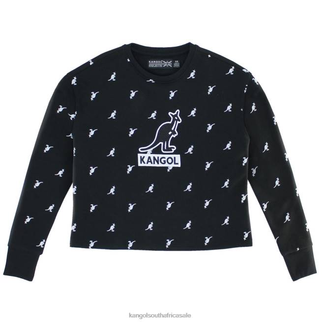 Kangol Unisex FB6D1090 AOP Crop Popover Clothing Black