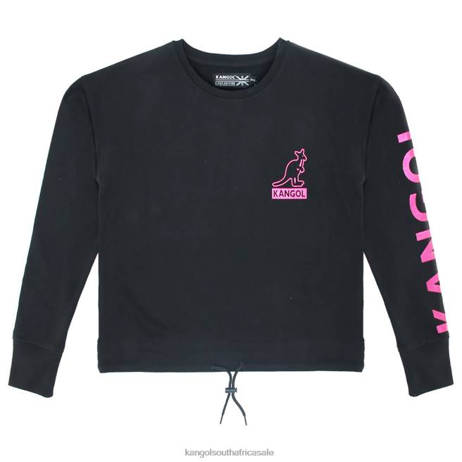 Kangol Unisex FB6D1219 Foil Crop Popover Clothing Black