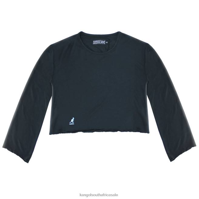 Kangol Women FB6D1225 Ruffled Crop Top Clothing Black