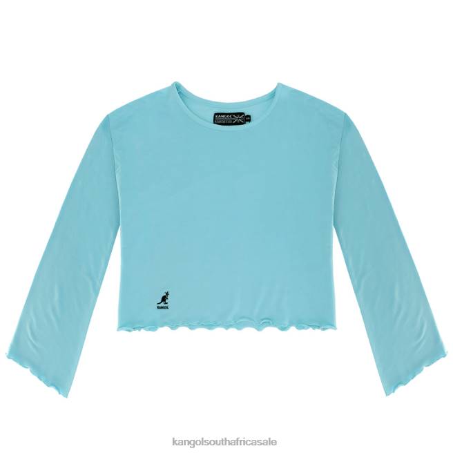 Kangol Women FB6D1226 Ruffled Crop Top Clothing Tanager Turquoise