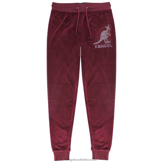 Kangol Women FB6D1044 Velour Crystal Joggers Pants Maroon