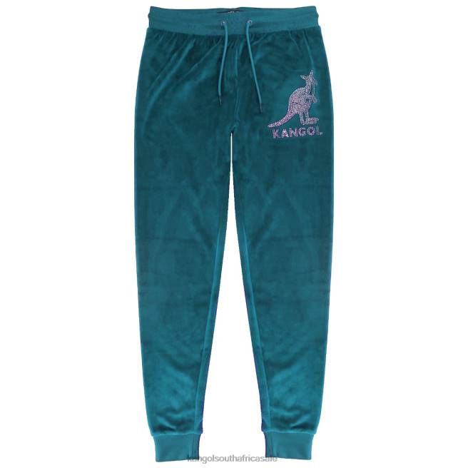 Kangol Women FB6D1046 Velour Crystal Joggers Pants Spruce