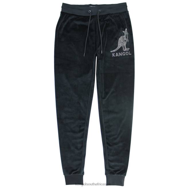 Kangol Women FB6D1047 Velour Crystal Joggers Pants Black Beauty